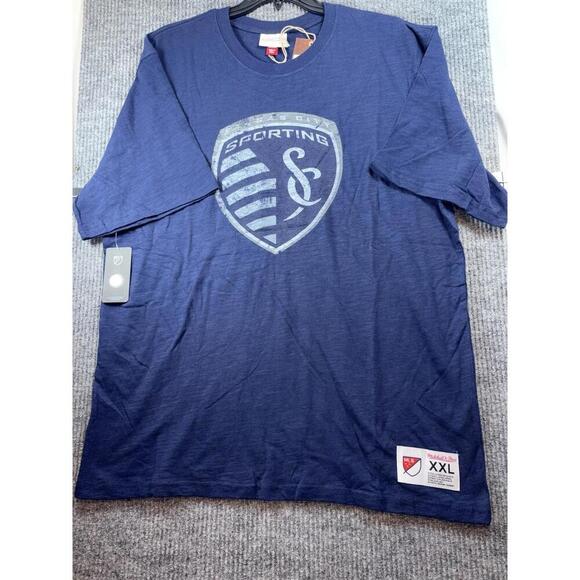 Mitchell and Ness MLS Kansas City Sporting Soccer SS TShirt Mens Size 2XL Blue - Picture 2 of 15